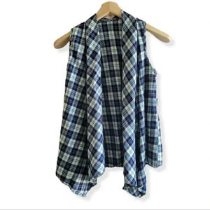 Renee C Plaid Flannel Waterfall  Vest